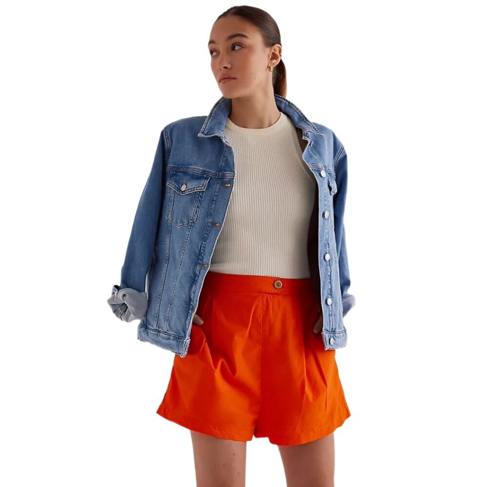 💙NWOT Maeve Anthropologie Orange Pleated Poplin Shorts